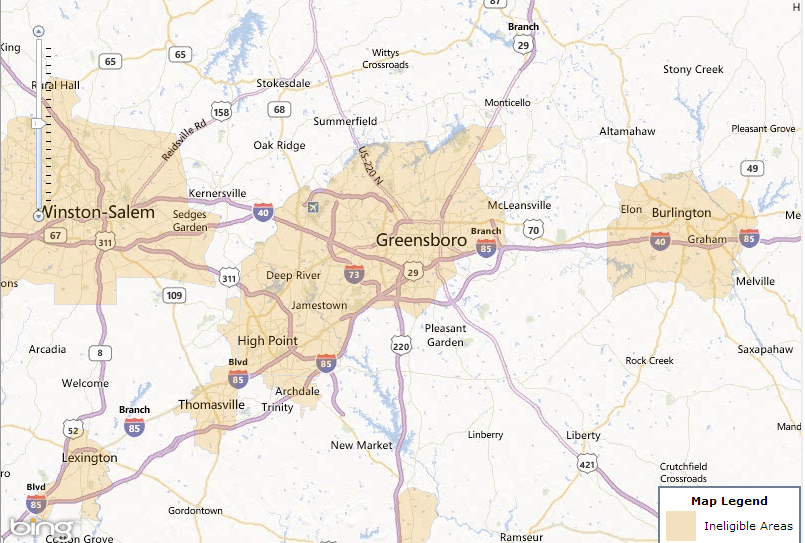 Greensboro NC USDA Eligibility Map